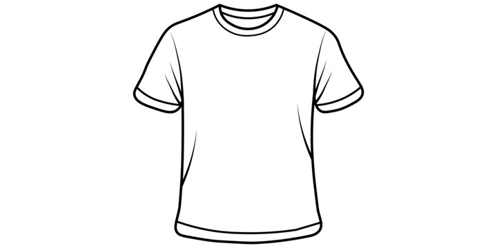 Vector isolated one single simple white t-shirt colorless black and white contour line easy drawing