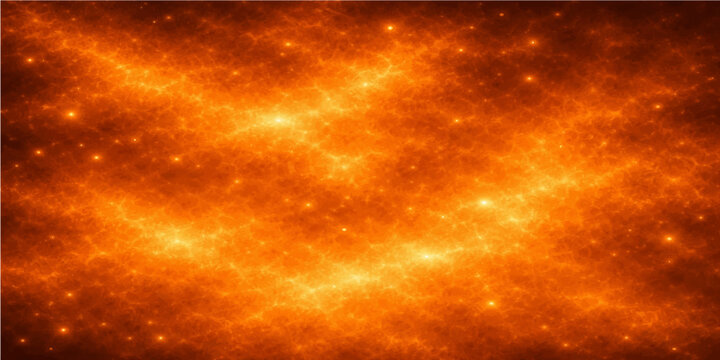 An abstract dark galaxy background features a motion blur of red and orange fire flames with glowing star patterns and smoke textures