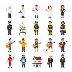 Fototapeta premium Diverse professions and activities illustrated in a grid