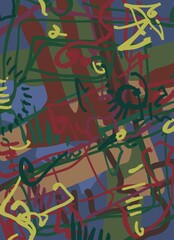 Abstract image for printing. Picture for modern interiors. The picture is painted by hand on a tablet. © neurostructure