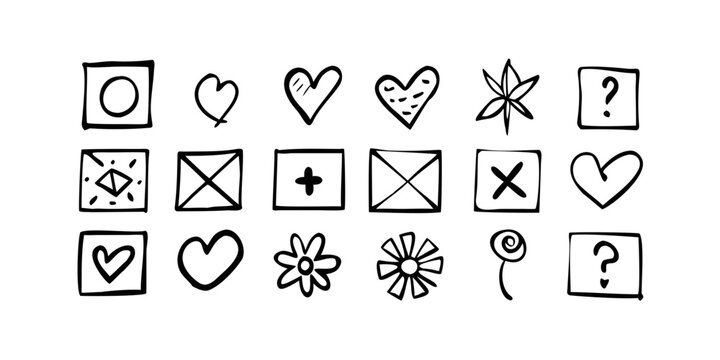 A collection of various symbols and icons representing different emotions and objects Vector