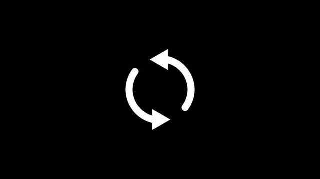 White circular arrows on a black background representing a recycling symbol.