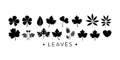 A collection of various leaves and plants in a black and white illustration Vector © Adobe 