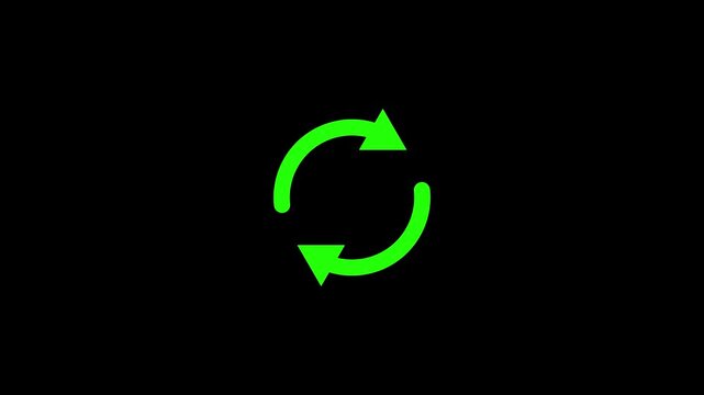 Two green arrows forming a circular pattern on a black background