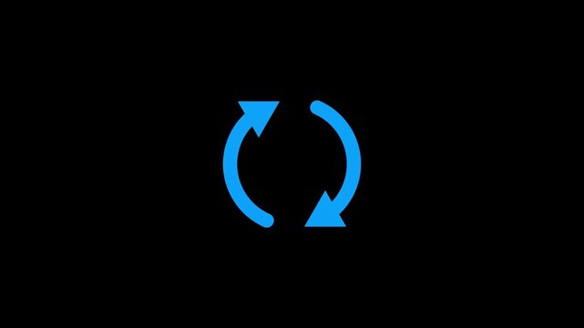Blue circular arrows on a black background symbolizing continuous process or cycle