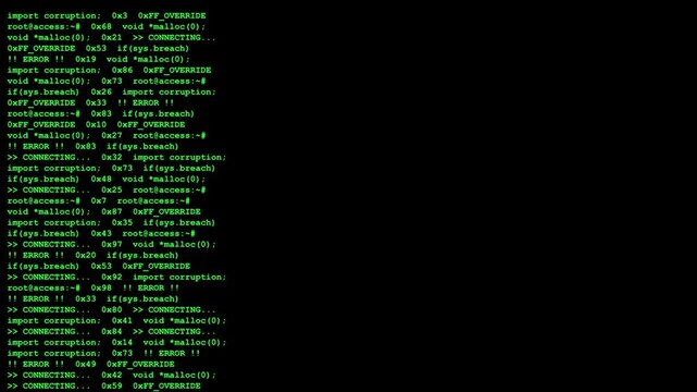 Code Display: A display of computer code glows a captivating green against the backdrop of a black screen, offering a glimpse into the intricacies of software development and digital innovation.