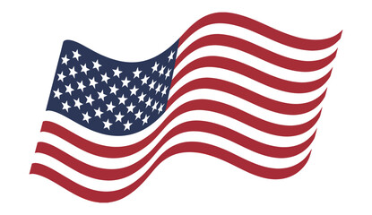 Waving american flag vector graphic, stars and stripes of usa symbol, national emblem for independence day celebrations © Moynul
