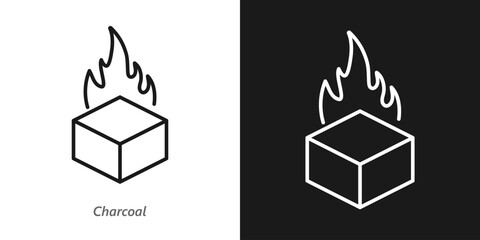 Obraz premium Charcoal Line Icon, Detox Skincare Ingredient, Activated Carbon Cosmetic Symbol