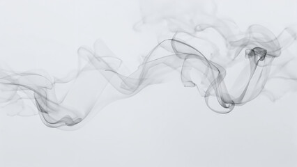 Fototapeta premium Black Smoke over White Background, Soft Magic Mist and Relaxing Atmosphere Illustration