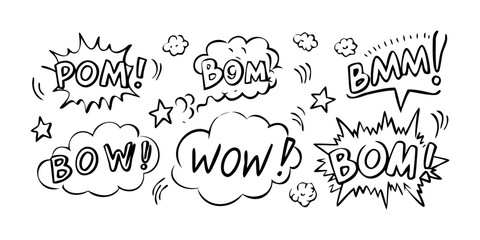 A vibrant display of various comic book sound effect words in bold, stylized fonts. Vector © Md Kazi Rahman