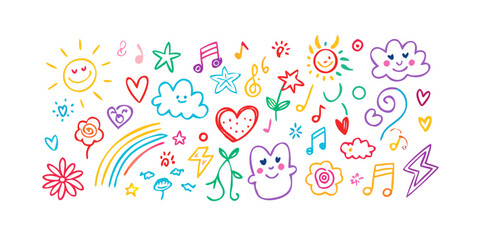 Vibrant and colorful illustration of various shapes and symbols representing diversity and unity Vector