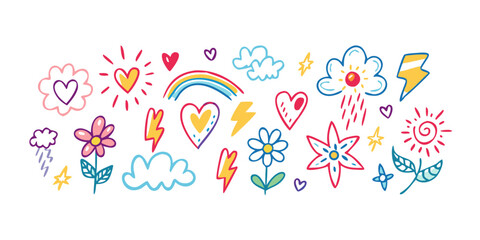 A colorful array of various heart and star shapes with different patterns and designs. Vector