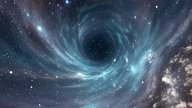 Black Hole Swirling Galaxy Cosmic Space Scene.