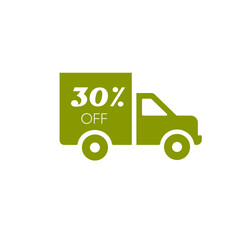 30 Percent Off Delivery Truck Icon