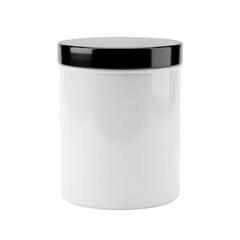 Modern white ceramic storage jar with black lid