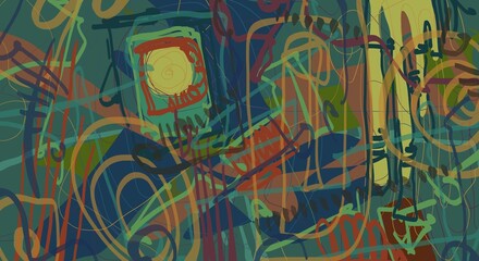 Abstract image for printing. Picture for modern interiors. The picture is painted by hand on a tablet. © neurostructure