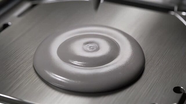 Extreme Macro of Grey Thermal Paste Spreading on Brushed Metal Processor Surface