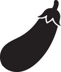 Brinjal Silhouette Vector Icon on White Background