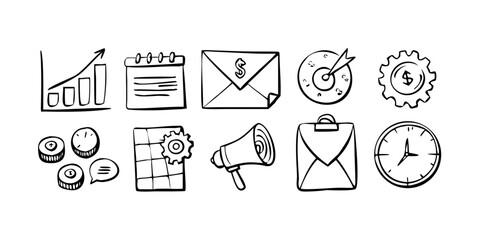 A collection of icons representing various tasks and activities Vector