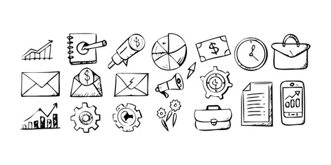 A collection of diverse icons representing various objects and activities Vector