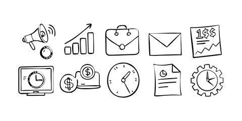 Set of icons representing various business and communication activities Vector