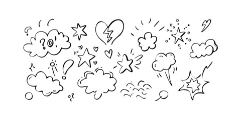 A collection of various speech bubbles and thought clouds in different shapes and sizes. Vector