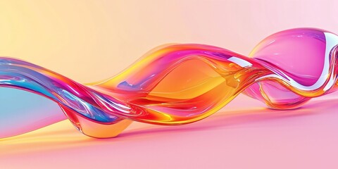 Colorful Abstract Fluid Wave Design with Smooth Curves and Shine