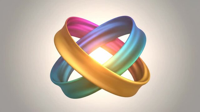 Abstract colorful gradient mobius strip animation loop with smooth transitions and elegant design on a cream colored background