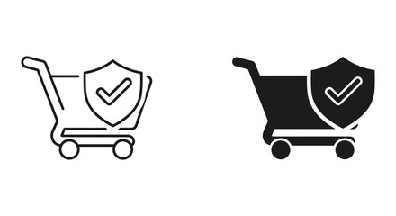 Shopping cart security check approval vector illustration flat design © Shahriyar Rasel