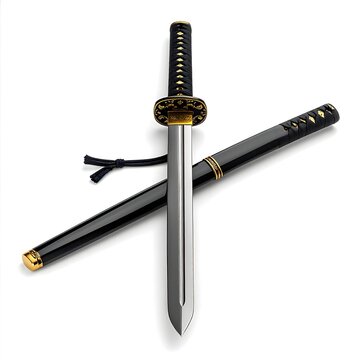 Traditional Japanese Katana Sword Isolated on White Background