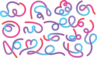 Vibrant abstract squiggly line pattern background with colorful doodle shapes