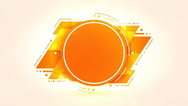 Dynamic orange geometric shape animation with central circular placeholder for logo or text presentation