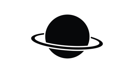 A minimalist depiction of saturn showing the planet s spherical shape and prominent ring system in black high quality professional © VoDesign02