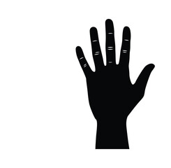 Fototapeta premium Black silhouette of a open hand with five fingers