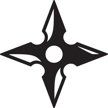 Shuriken ninja star icon vector. Traditional Japanese weapon symbol in bold silhouette style.