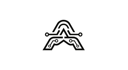 Simple black abstract logo design element on white background.