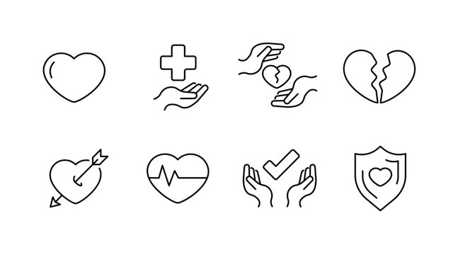 Health and lifestyle icons: skincare, fitness, supplements, wearable technology