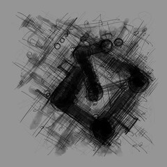 Abstract image for printing. Picture for modern interiors. The picture is painted by hand on a tablet. © neurostructure