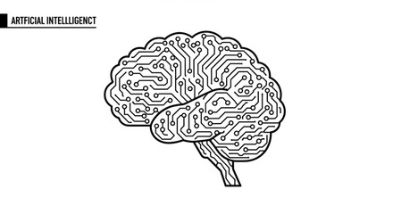 Fototapeta premium Artificial intelligence concept with circuit board brain design