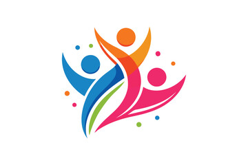 colorful abstract figures celebrating together