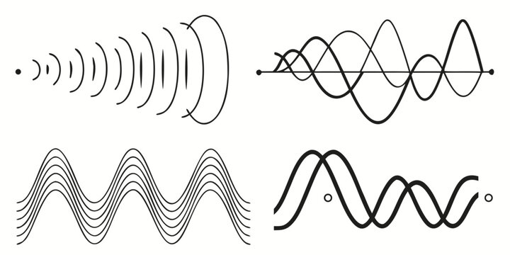 A series of waveform patterns on a white background Vector