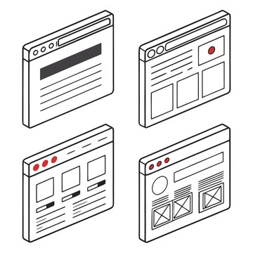 Four wireframes on a white background Vector
