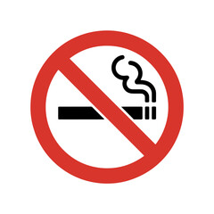 No smoking sign with cigarette and smoke symbol inside circle