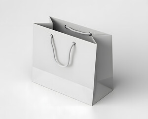 Blank white paper shopping bag isolated on a light background