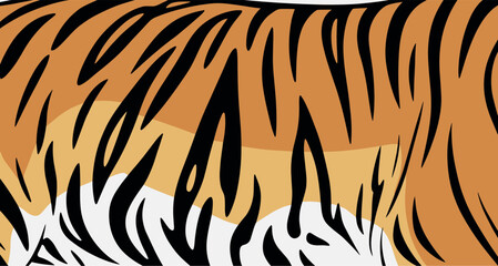 Seamless vector illustration of tiger fur pattern with orange black and white stripes for nature or animal background. © Honey!