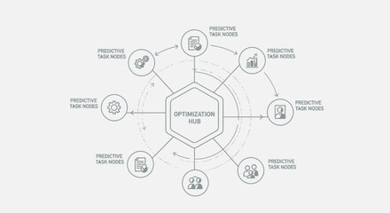 
Modern Abstract Data Optimization Workflow Diagram With Circular Process Nodes And Business Strategy Flow Icons
