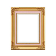 A vintage gold picture frame with intricate details and a classic design