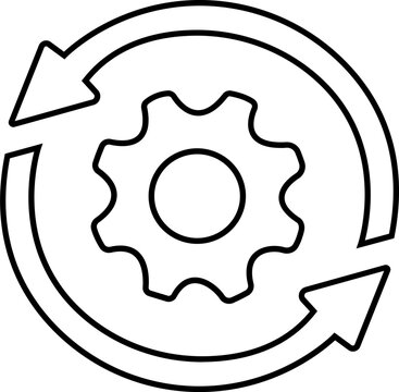 ync process and workflow icon set. Productivity, setting, synchronization, gear wheel with arrow symbol stock vector. isolated on transparent background