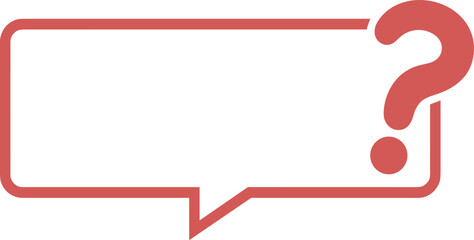 Obraz premium Red speech bubble icon with integrated question mark symbol, representing inquiry, uncertainty, help, dialogue, communication, and information request for branding, design, and digital projects