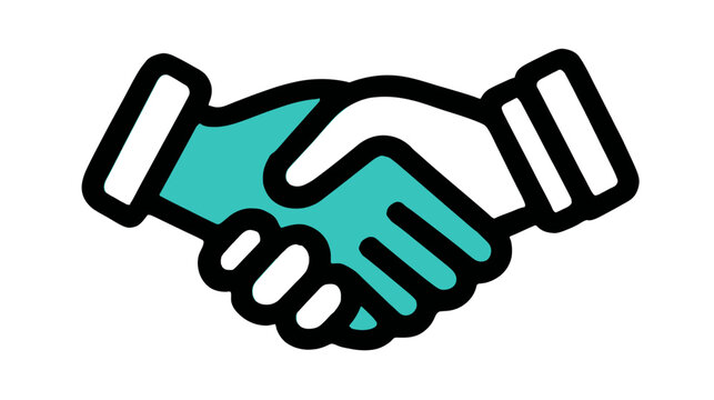 Handshake icon symbolizing business agreement, partnership, collaboration, trust, greeting, and deal in a modern graphic style